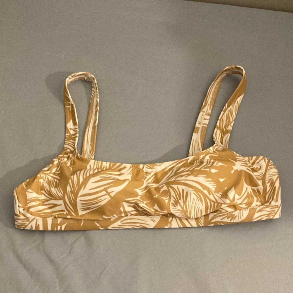 Madewell Tan Leaf Print Bikini Top